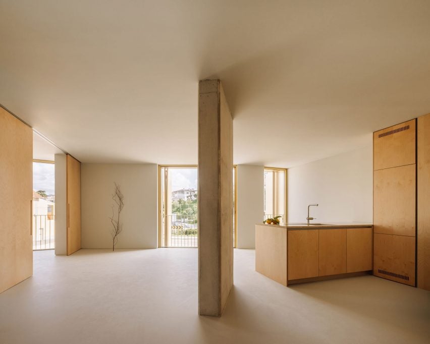 Kitchen interior within apartment block in Leiria