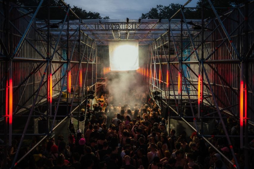 Festival stage with a big crowd