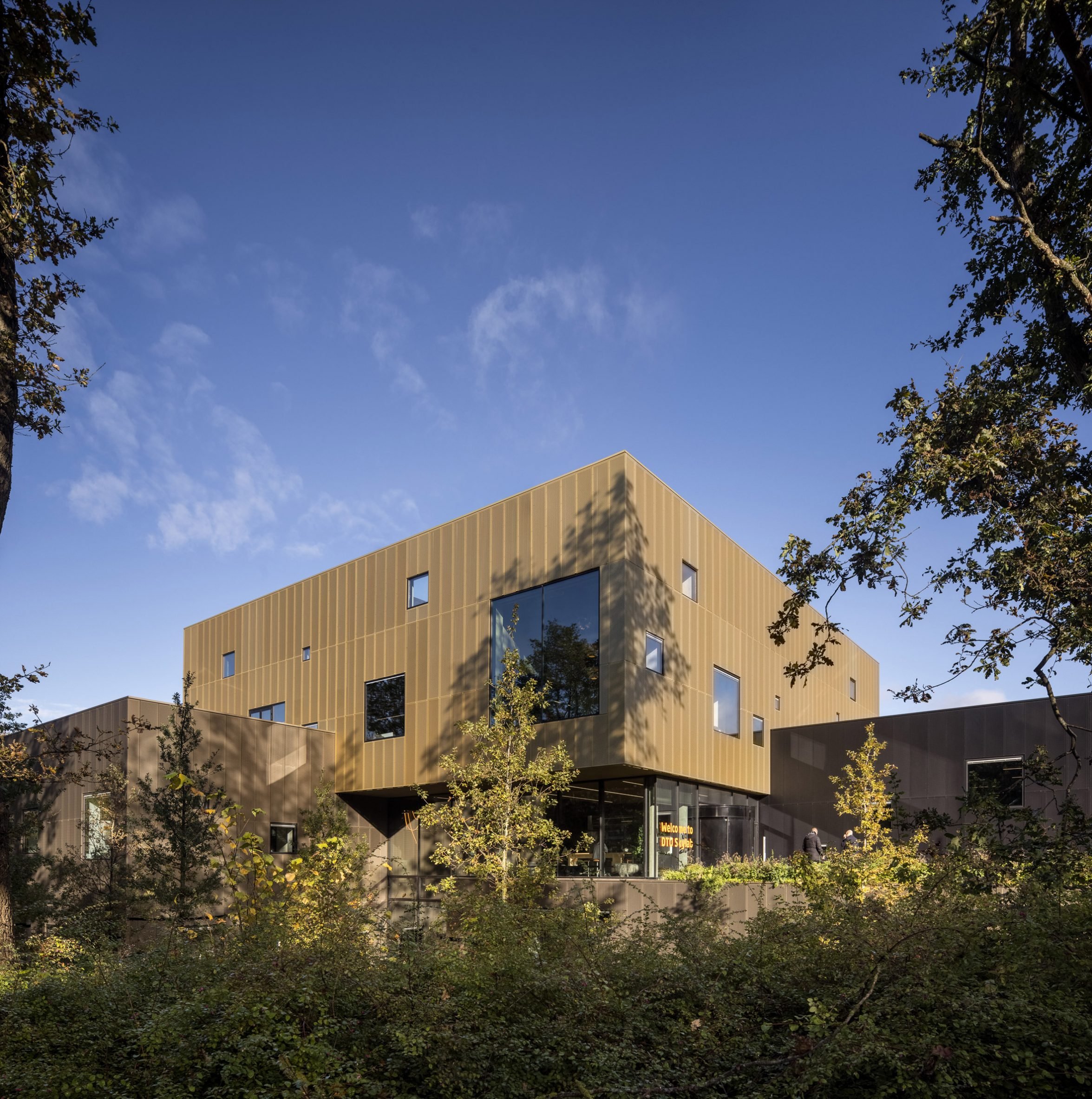 Exterior view of university lab extension by Rørbæk og Møller Arkitekter