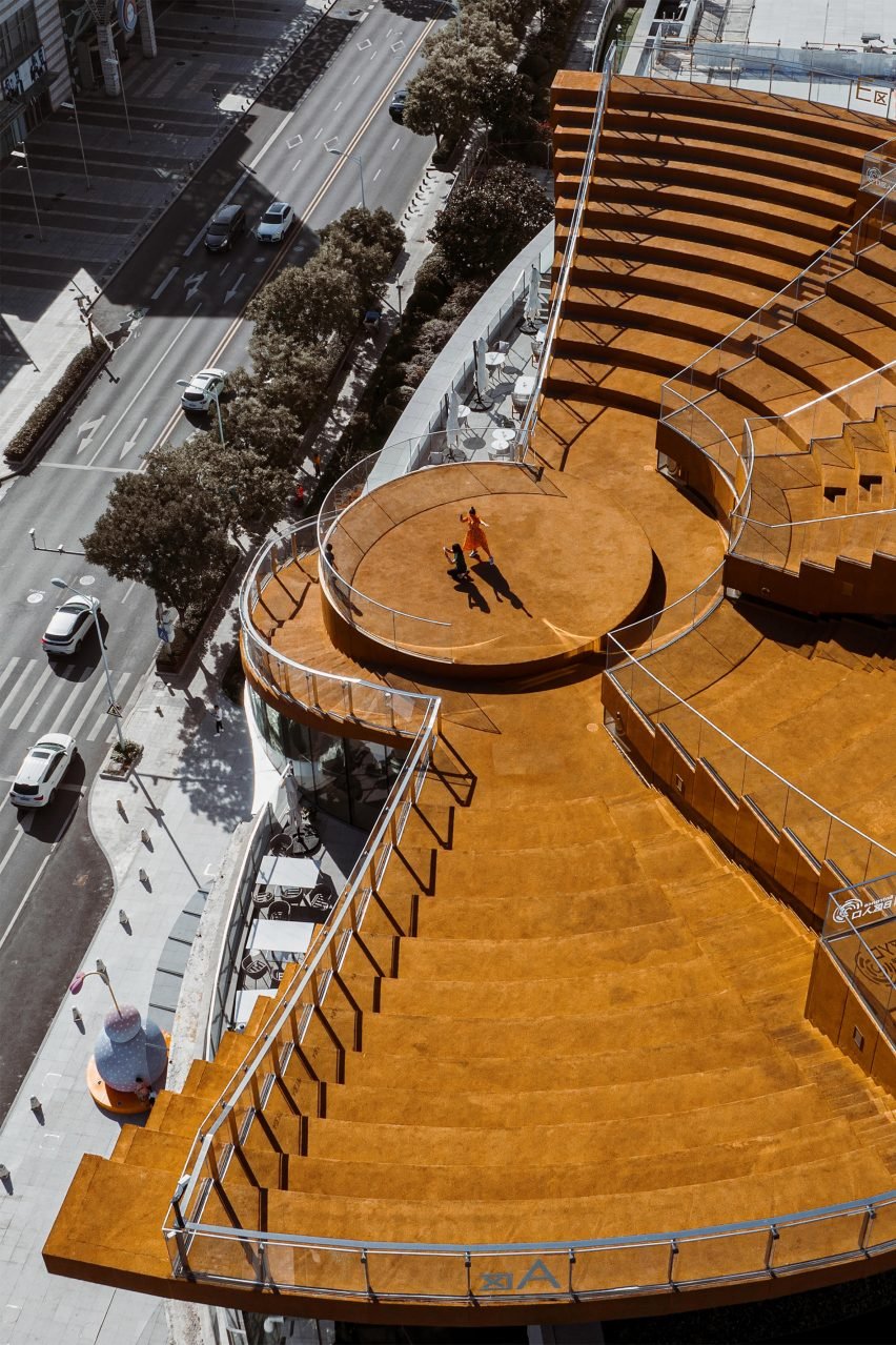 Amphitheatre-style roof terrace atop Hisense Plaza mall