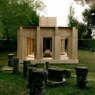 Pratique and Fanum add "imposing" plywood pavilion to Villa Medici gardens in Rome