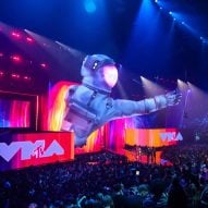 Giant inflatable astronaut looms over stage at MTV VMAs 2024