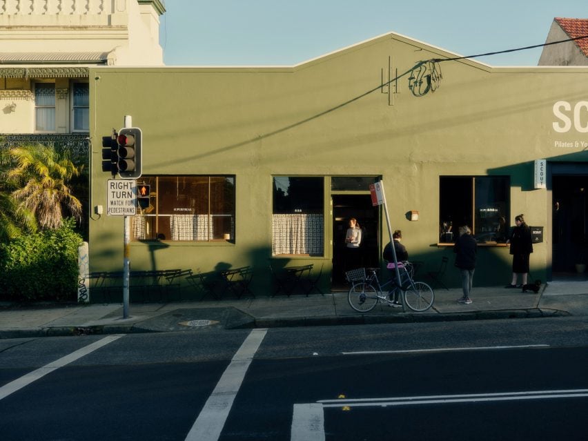 Green painted facade of Superfreak cafe