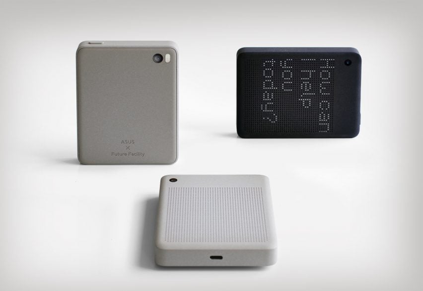 Three SUSA devices in different colours: one displaying text "how can I help you today?" and the others showing the front and back of the devices