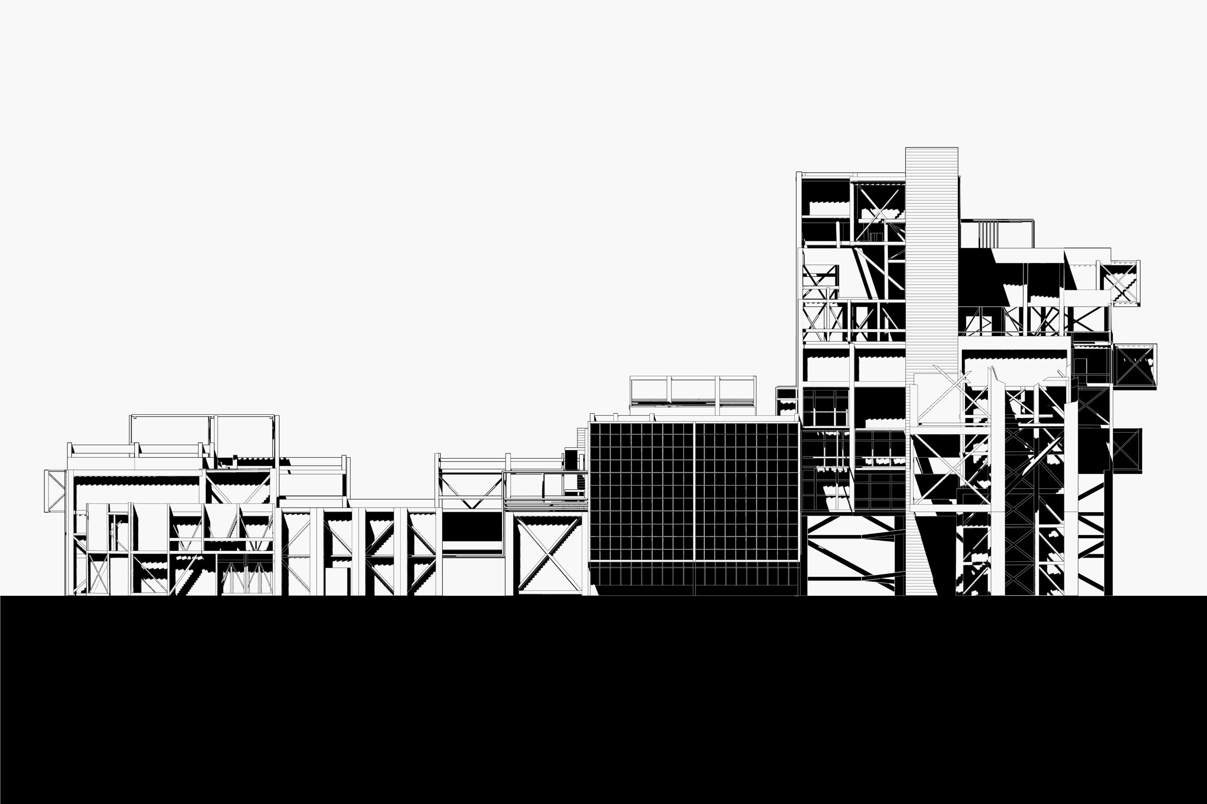 A black and white diagram of an industrial plant.