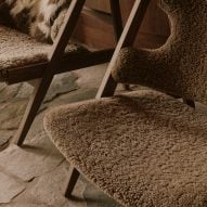 Sheepskin upholstered mid-century chairs