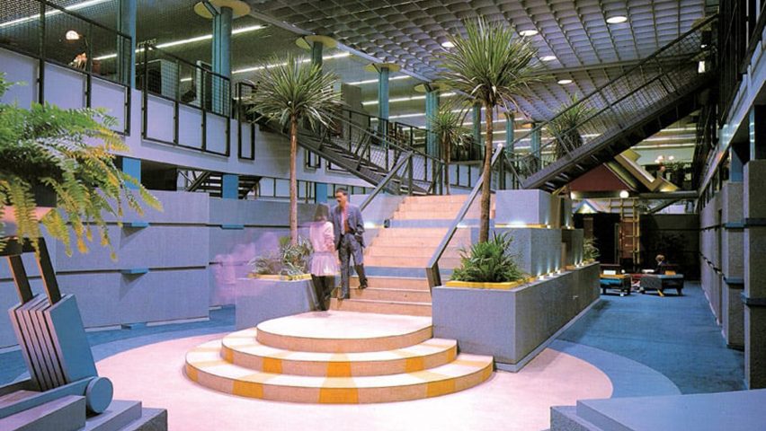 The original lobby of Terry Farrell's TV-am building in London