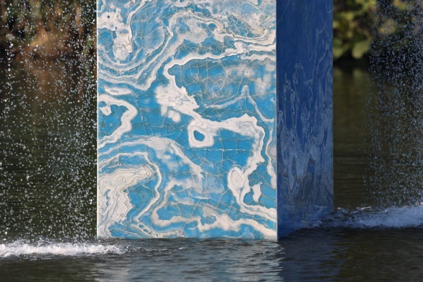 Blue onyx stone slab 