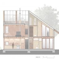 Section of Wooden House by Moke Architekten