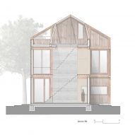 Section of Wooden House by Moke Architekten