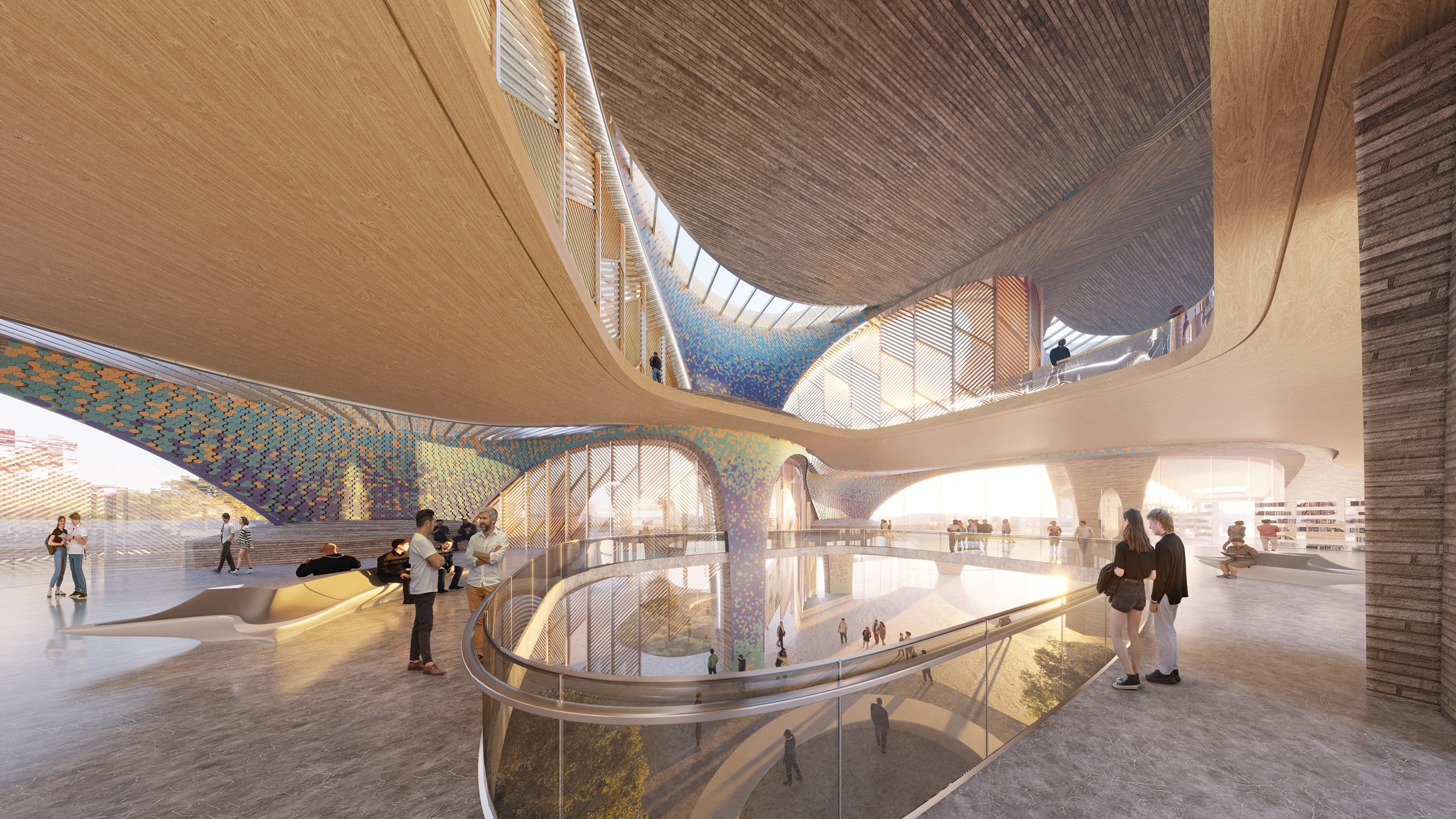 Interior render of Alisher Navoi International Scientific Research Centre