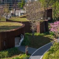 Atelier Xi designs weathering steel pavilions that "elegantly meander" through Shenzhen park