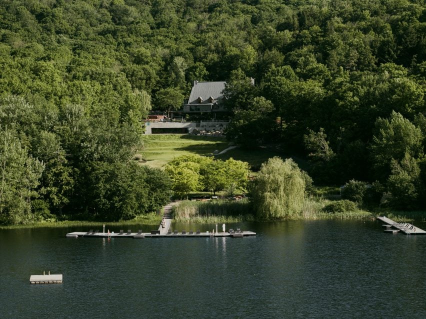 View looking back at the spa from the lake