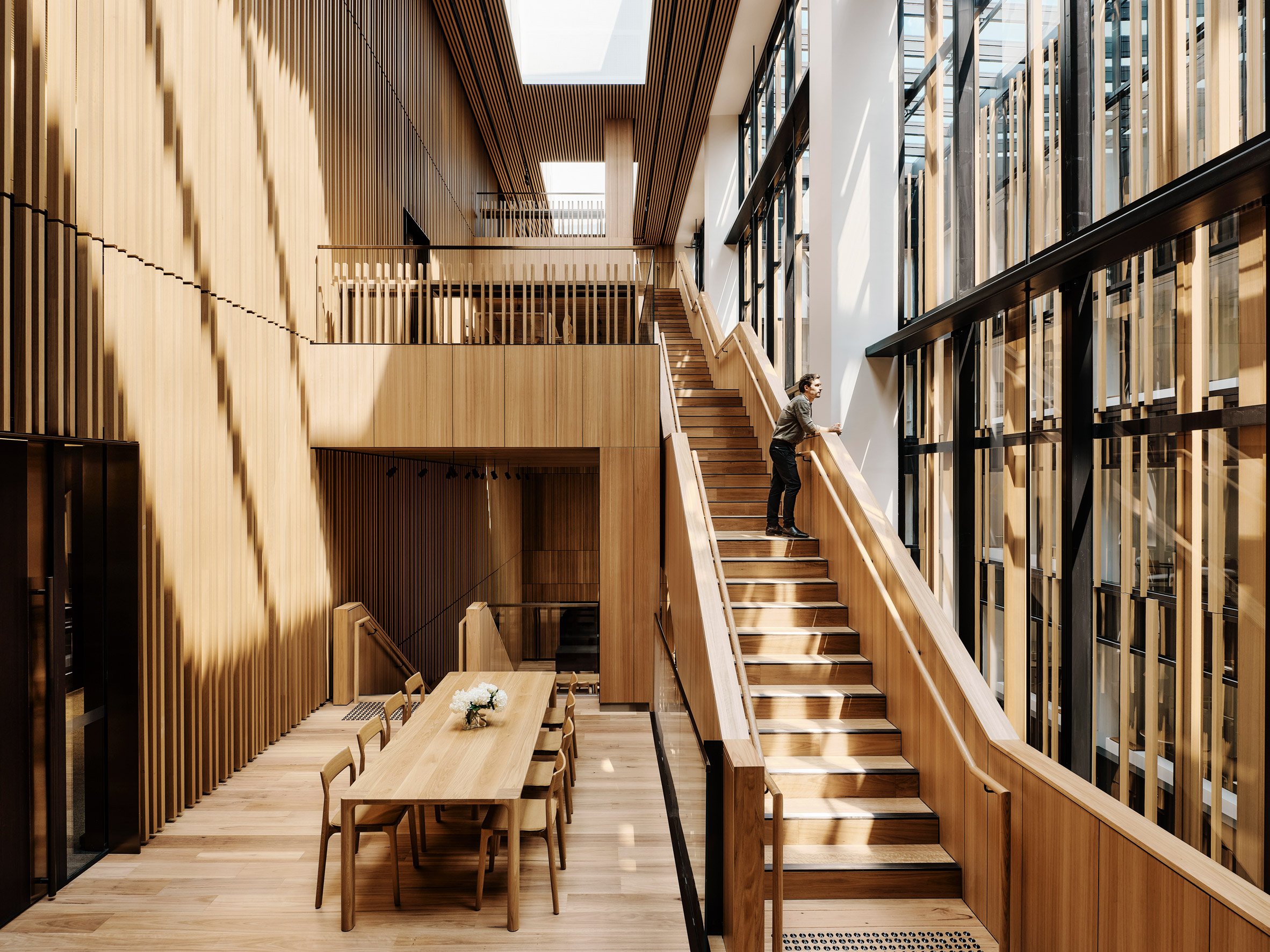 Wooden interior of Australian embassy in DC