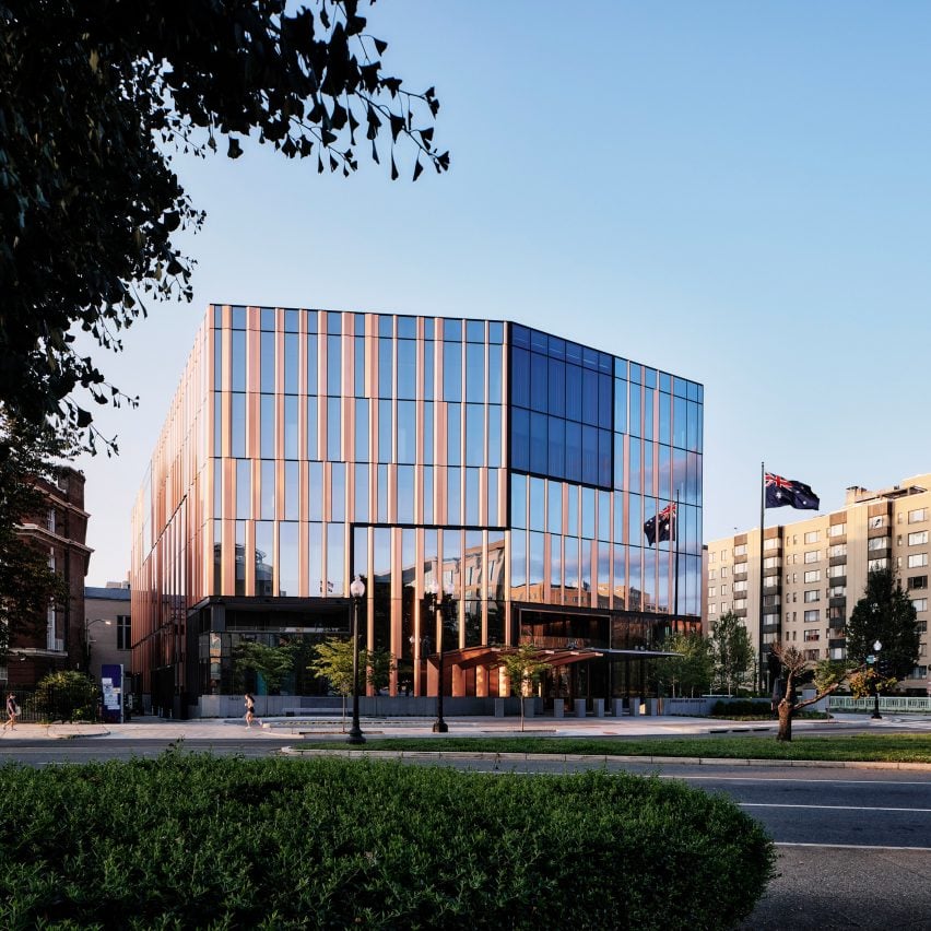 Glass and copper embassy in DC