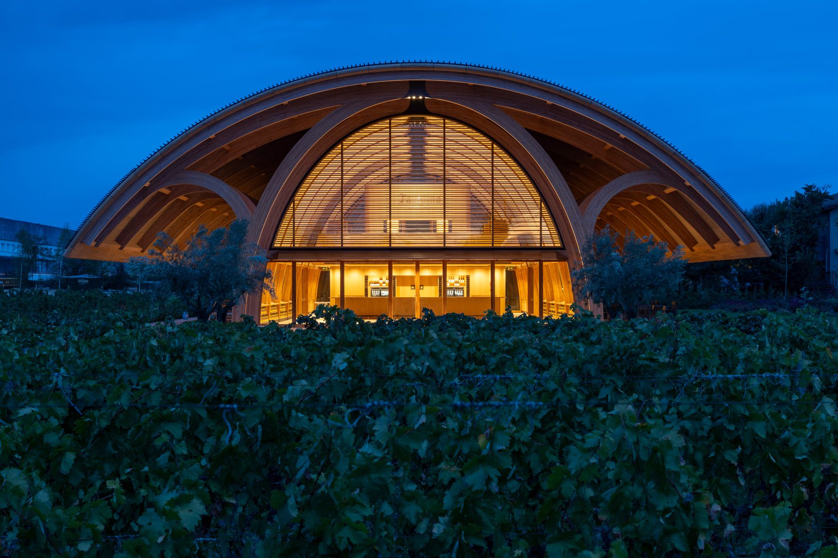 Exterior of visitor centre at Bodegas Faustino winery by Foster + Partners