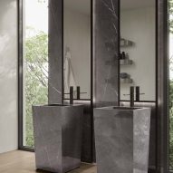 Freestanding truncated pyramid washbasins