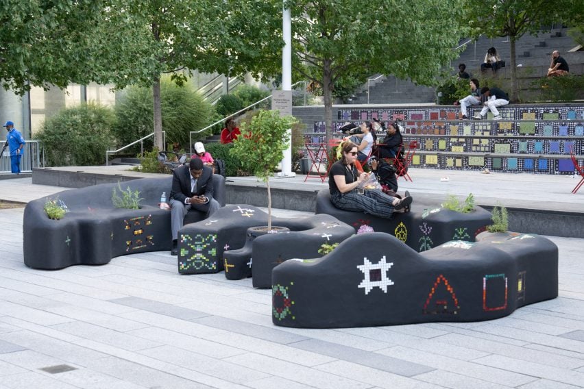 Benches in a square