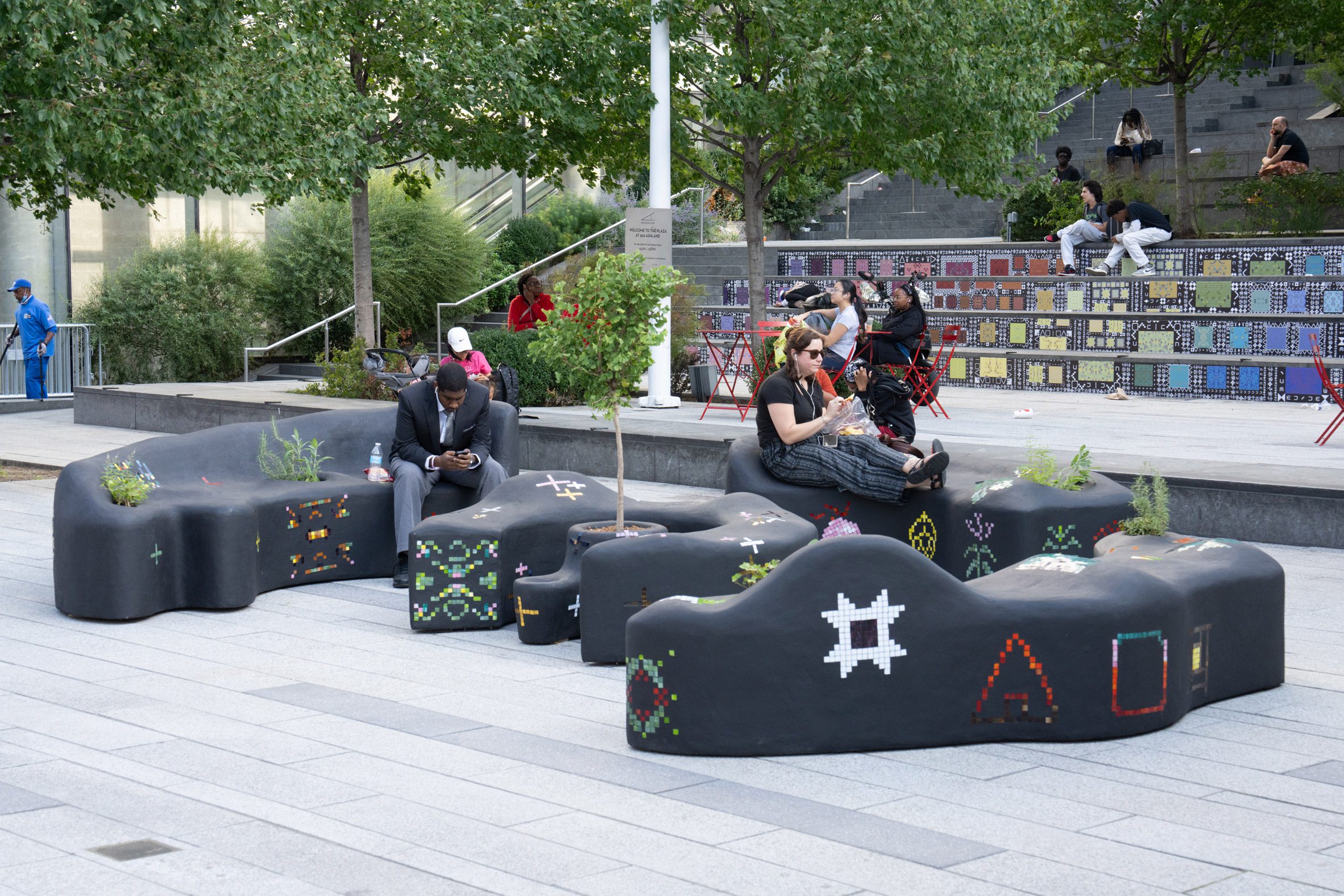 Benches in a square