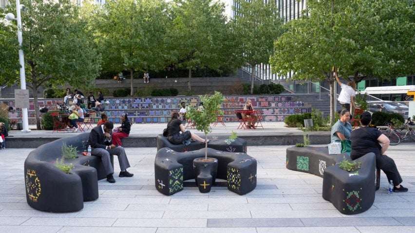 Benches in a square