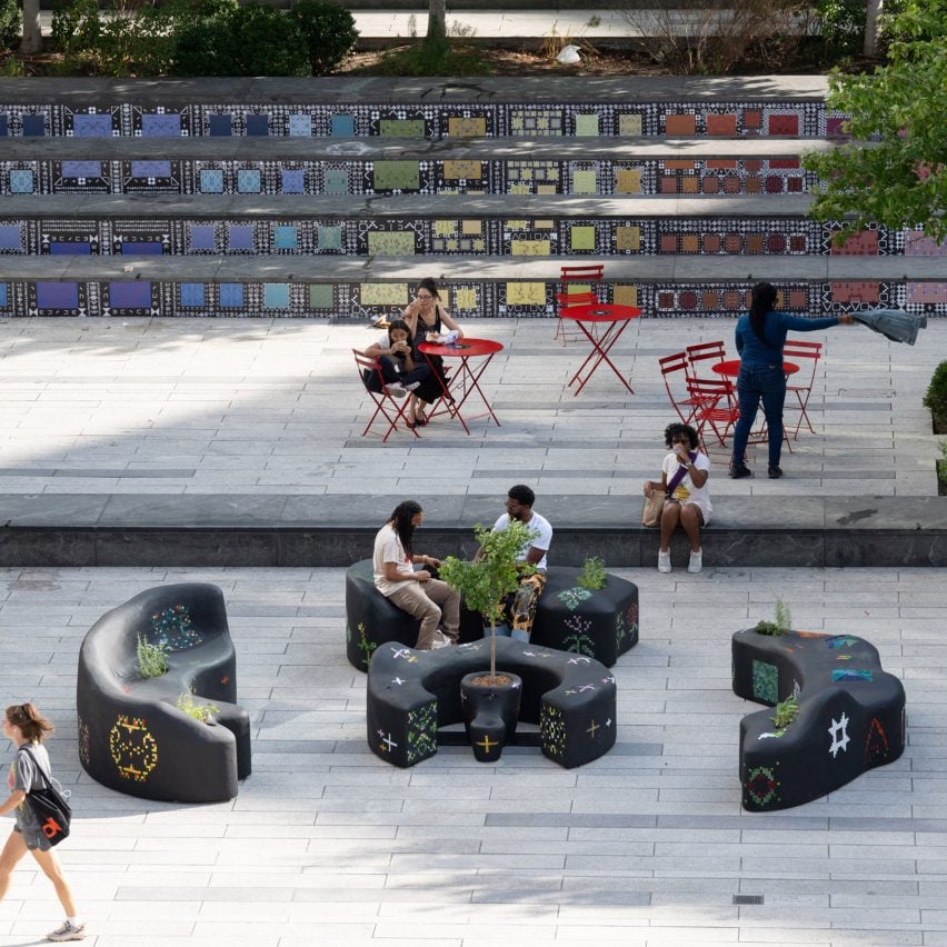 Benches in a square