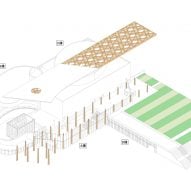 Isometric drawing of Toyota City Museum by Shigeru Ban