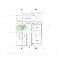 Ground floor plan of Yama-Tani by Kengo Kuma & Associates