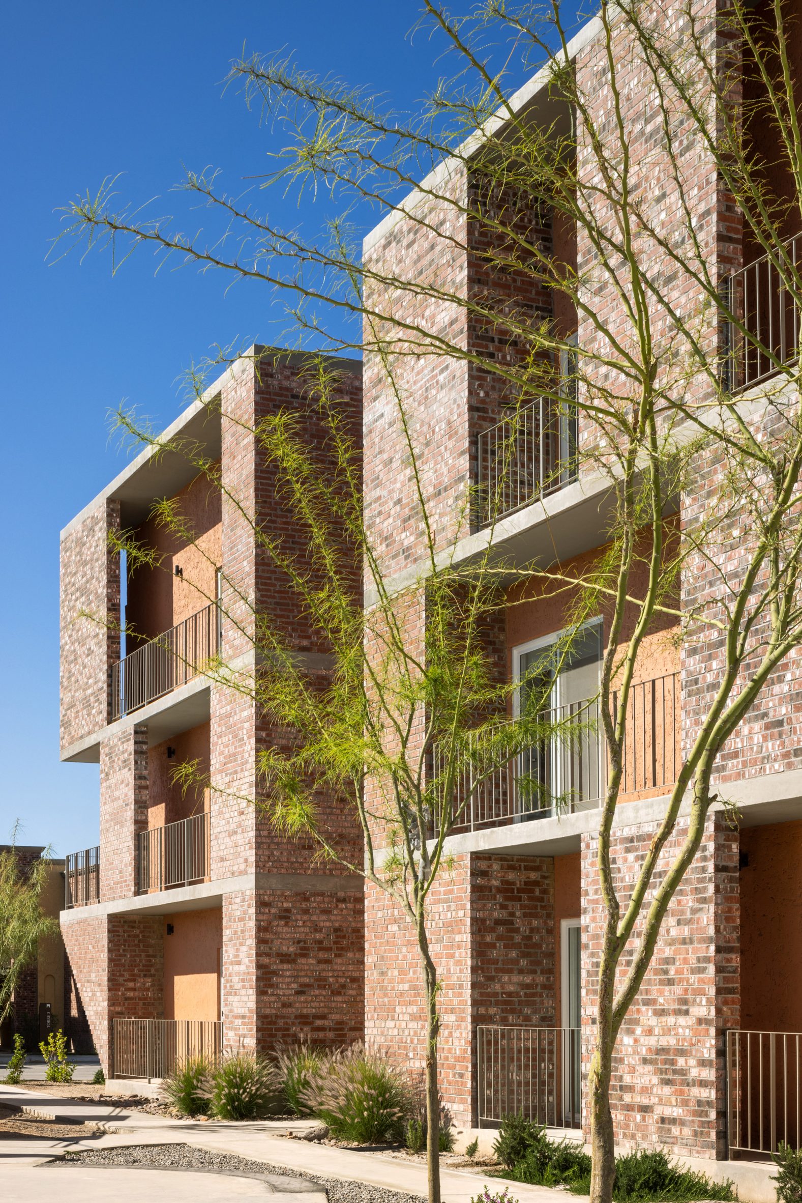 Brick apartment building