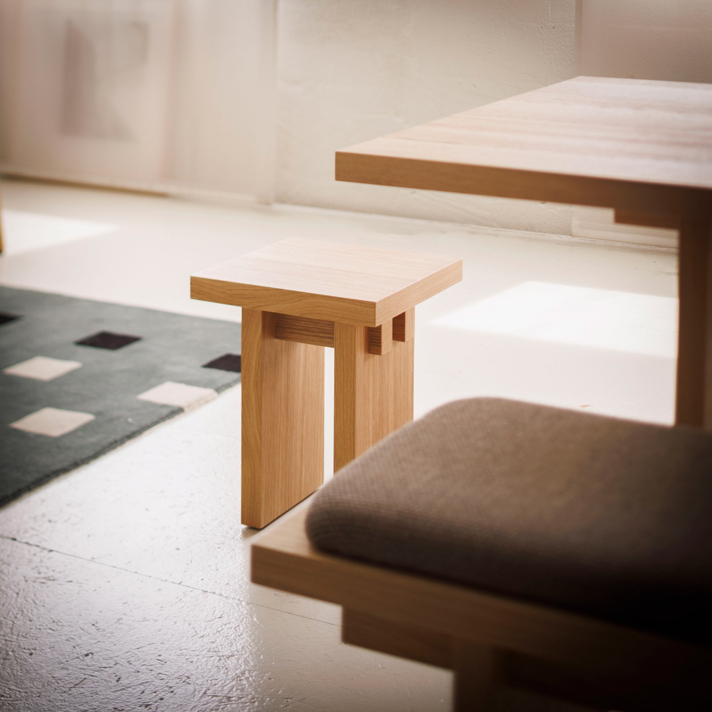 Essence coffee table and stool by Norm Architects for True Design