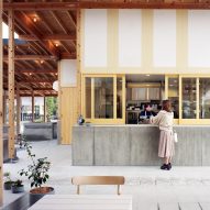 Funamachi Base cafe and sweet shop designed as "extension of the park"