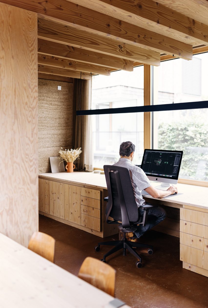 Interior of Van Laethem Architecten's self-designed garden studio