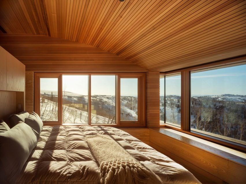 Bedroom with a mountain view