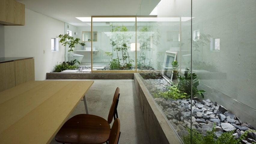 Transparent bathroom in a Japanese house