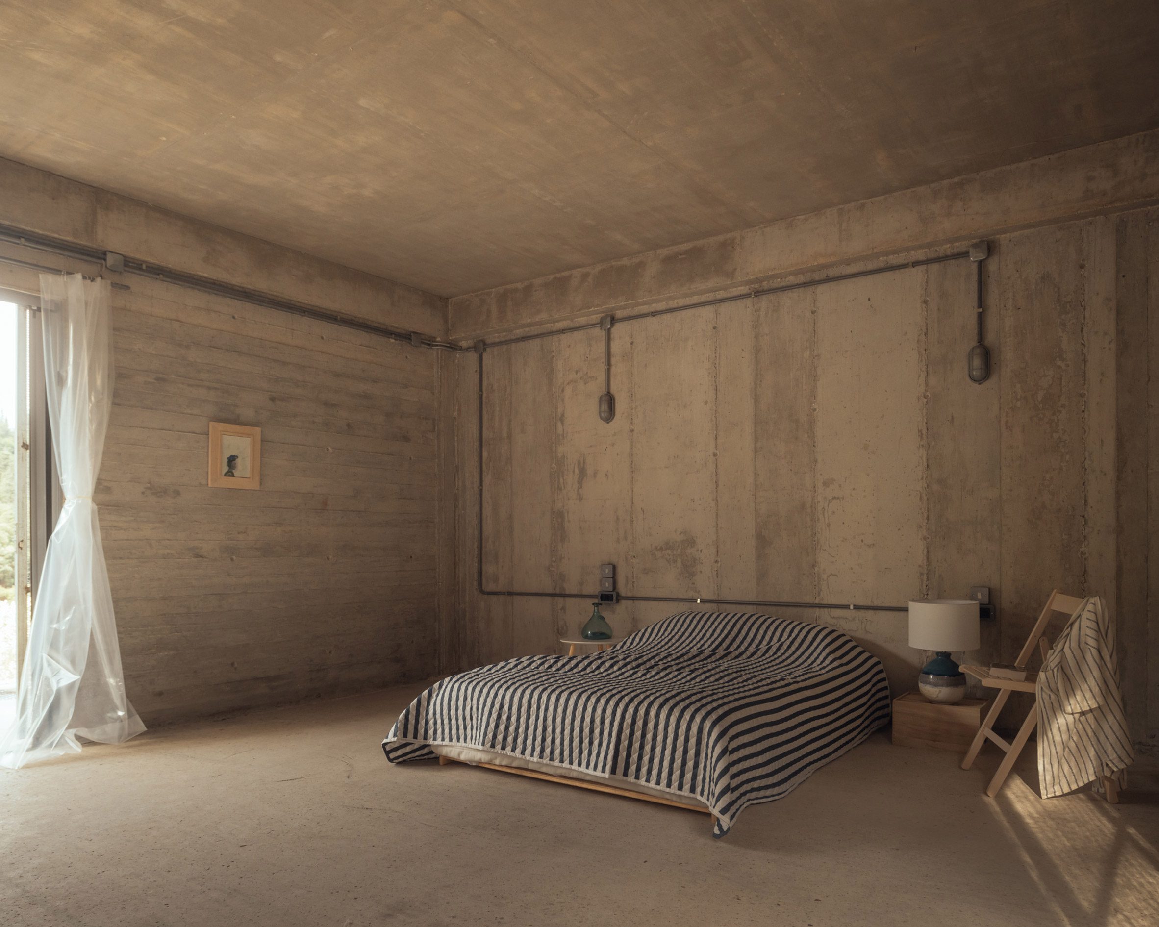 Bedroom interior within House in an Olive Grove