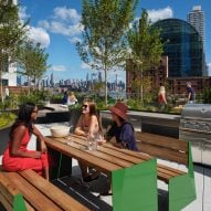 People sitting at a bench