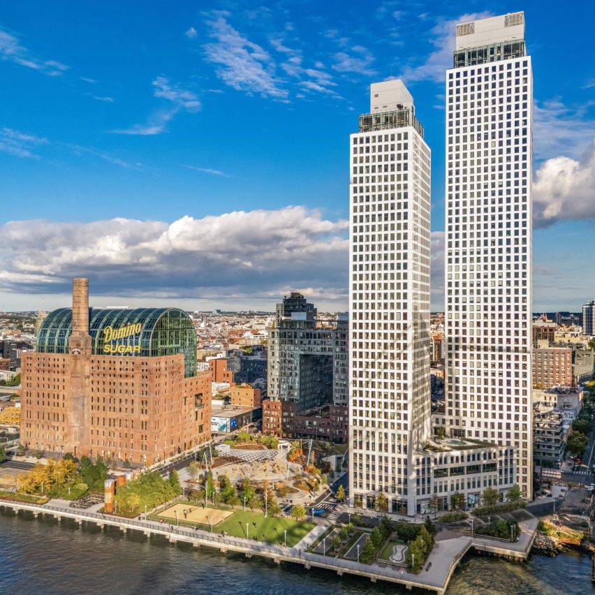 2024 top skyscrapers: Tall white towers along Williamsburg