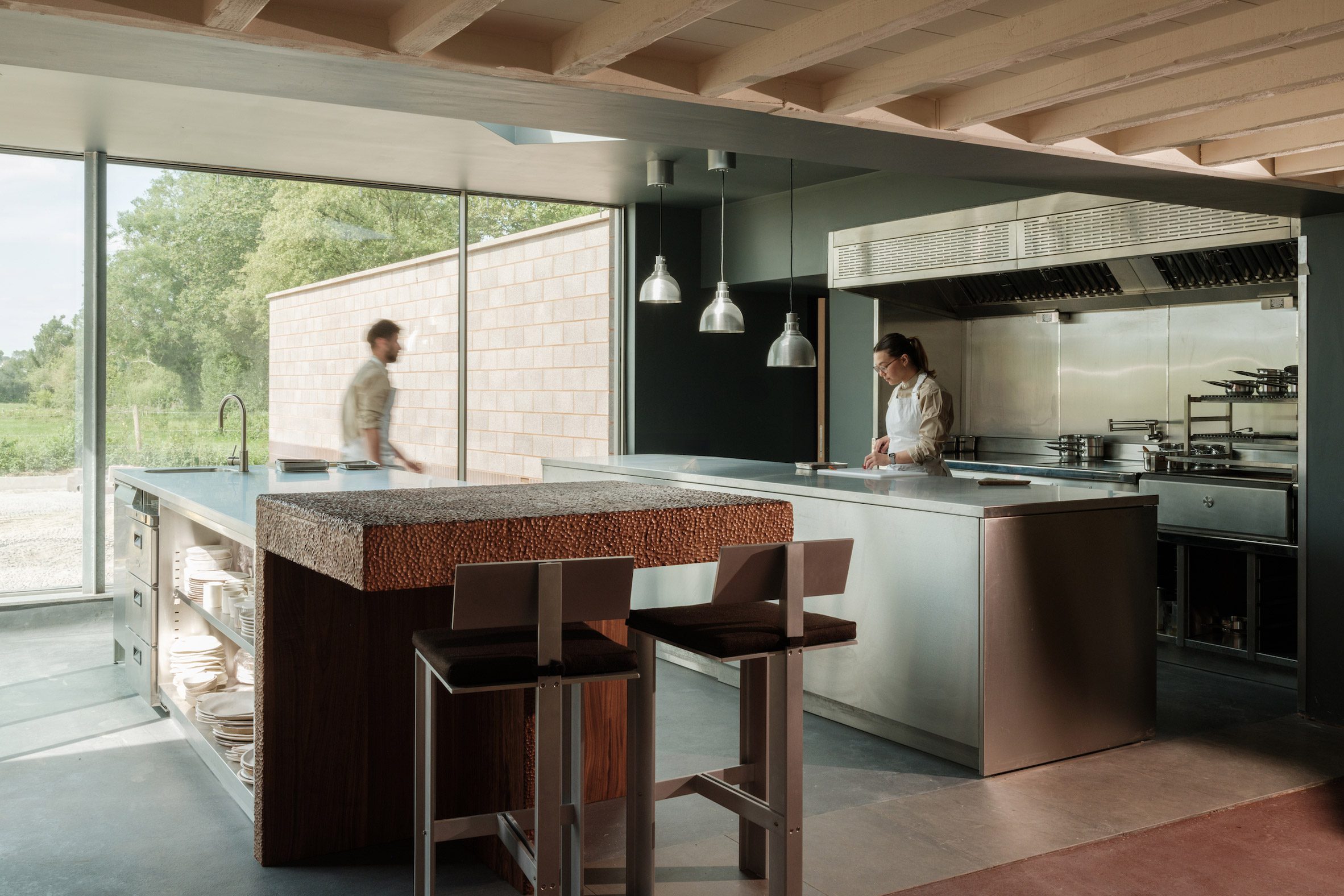 Chunky bar stools in the kitchen