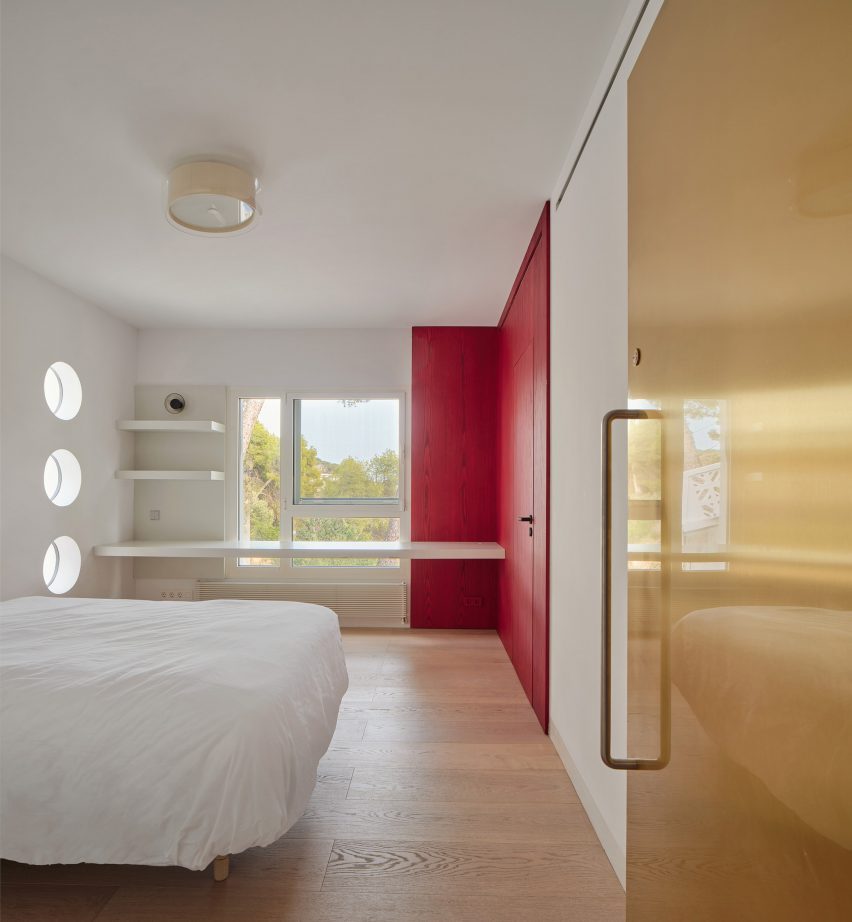 Bedroom with red wall