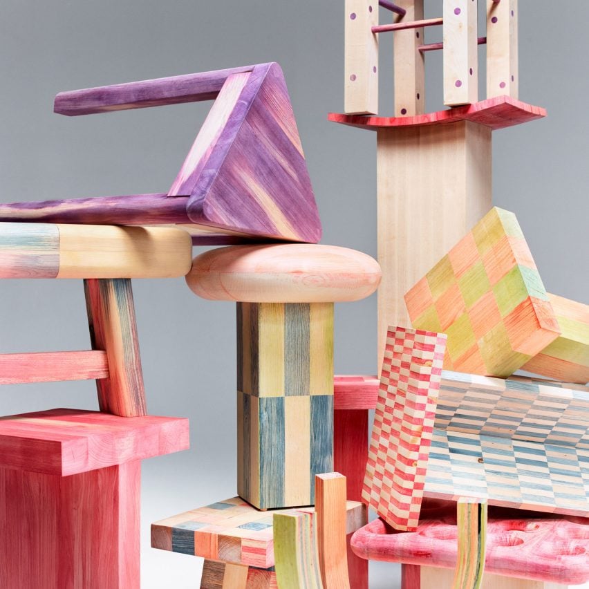 Studio Sløyd showcases "through-coloured" wood with 24 Roggbif stools