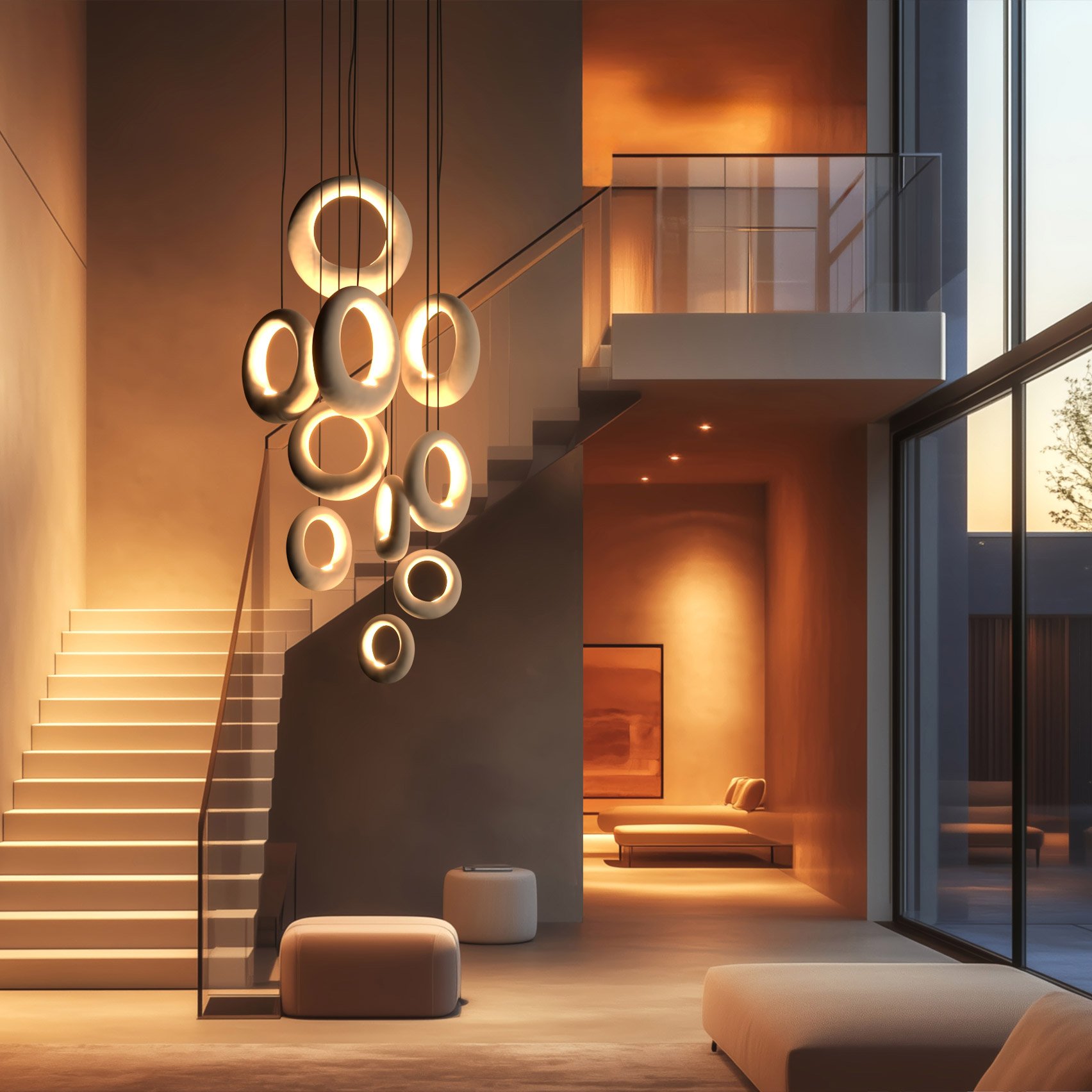 Sunrise Ring cluster chandelier by Naaya Studio