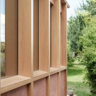 Exposed wood framing of extension