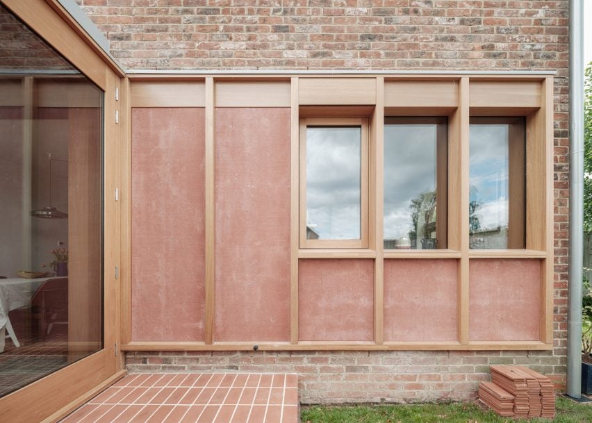 Exposed timber framing Station Road extension 