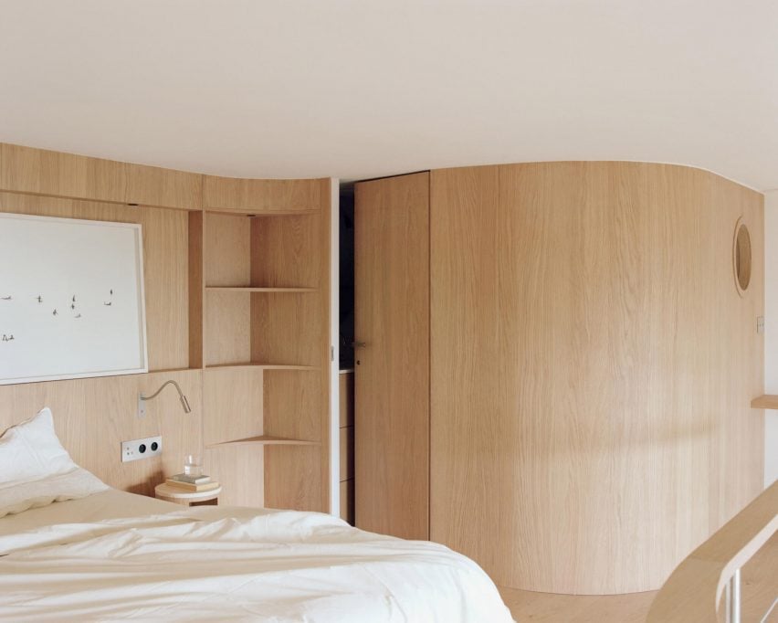 Bedroom interior within The Lighthouse apartment in Biarritz