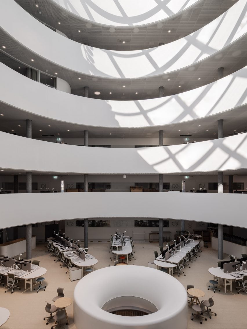 Atrium of research building