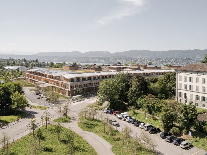 Aerial view of University Children's Hospital (Kinderspital) by Herzog & de Meuron