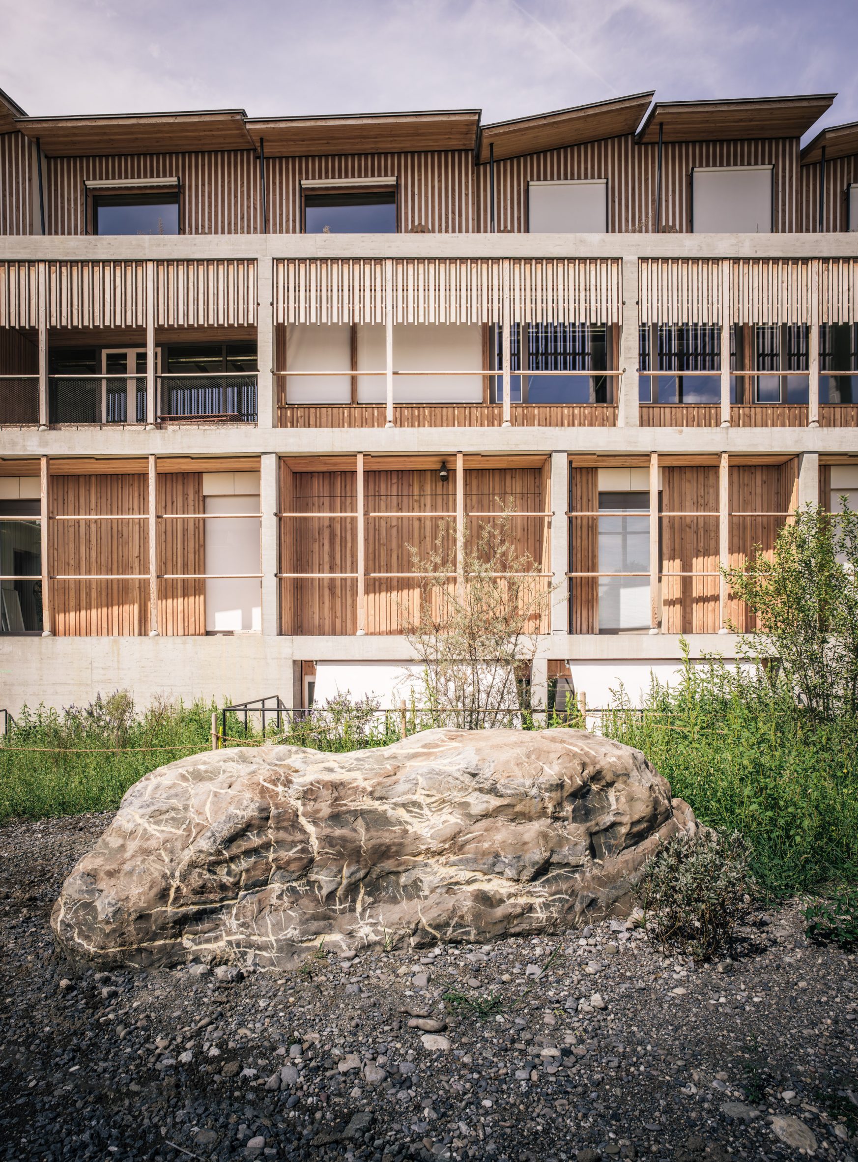 Wood and concrete facade