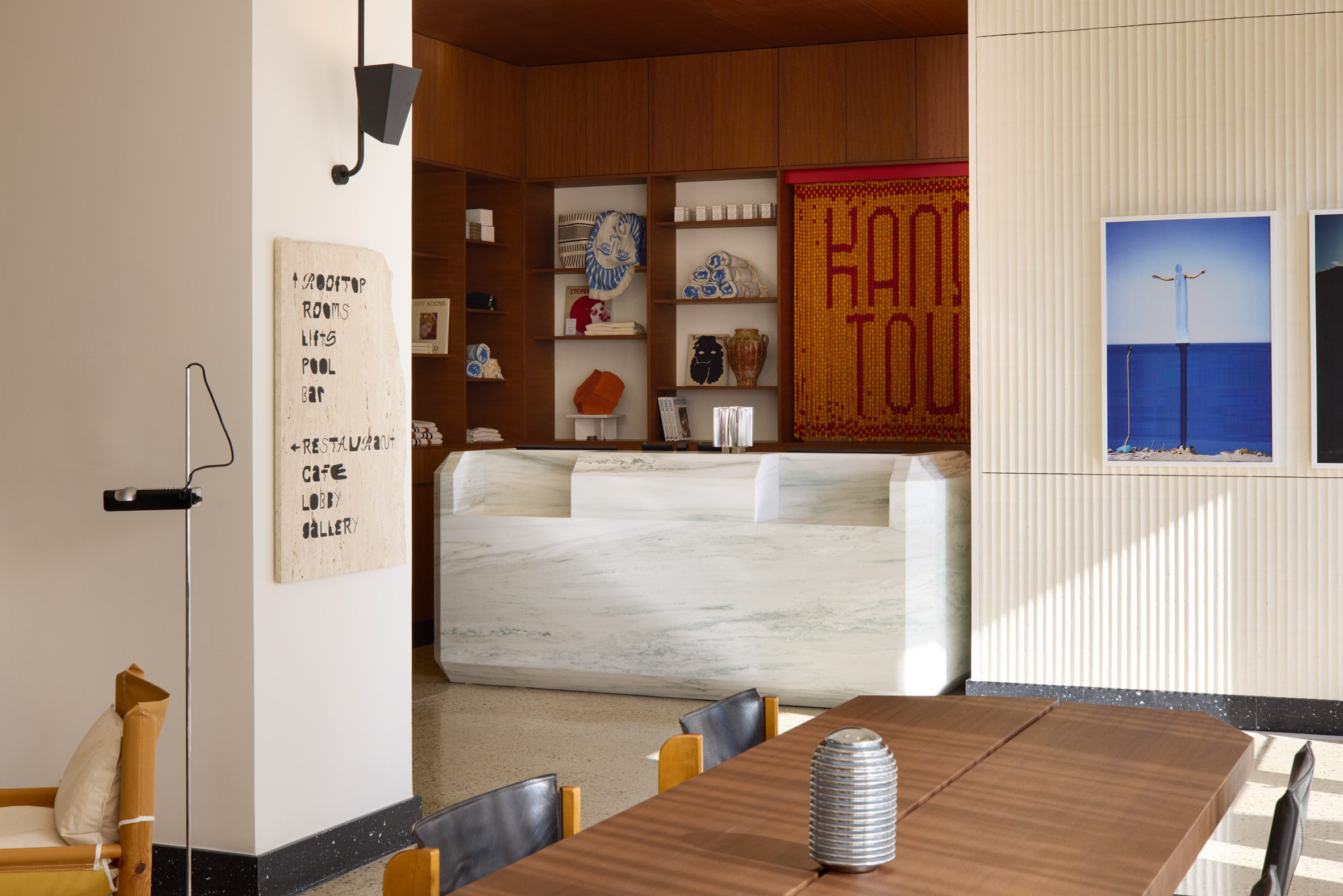 Marble reception desk at Ace Hotel