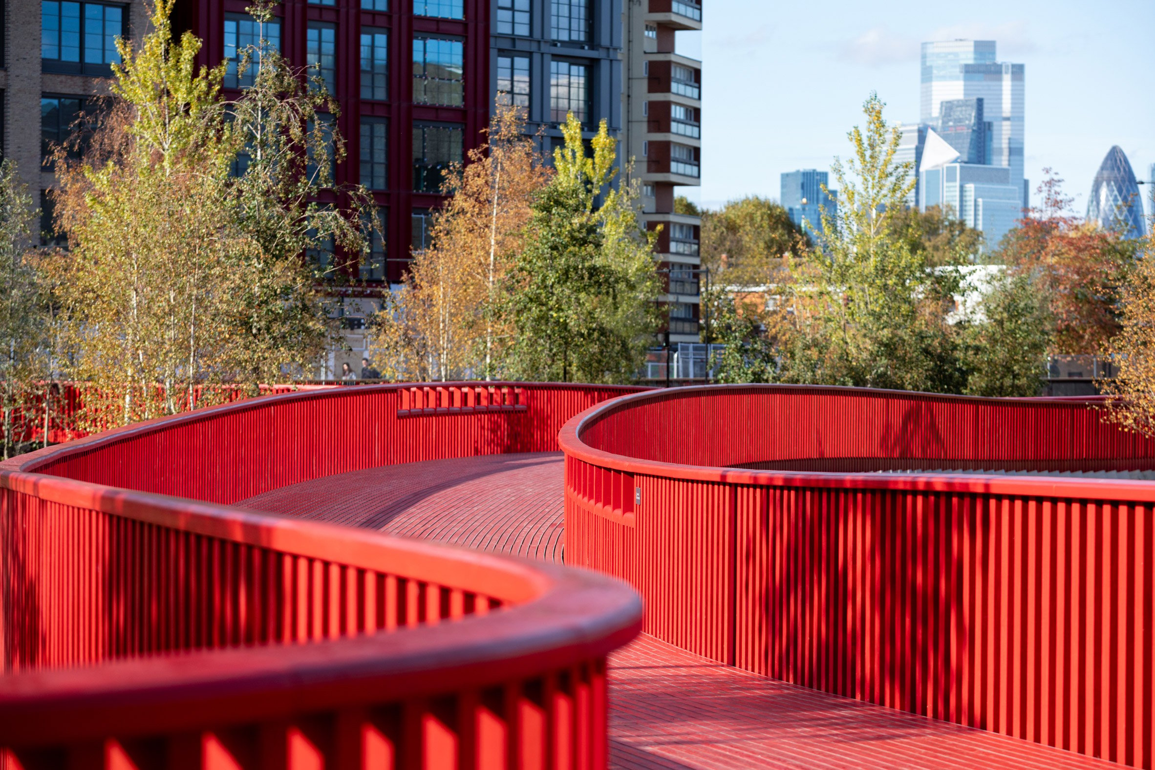 Bright red bridge