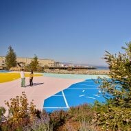 Colourful basketball court