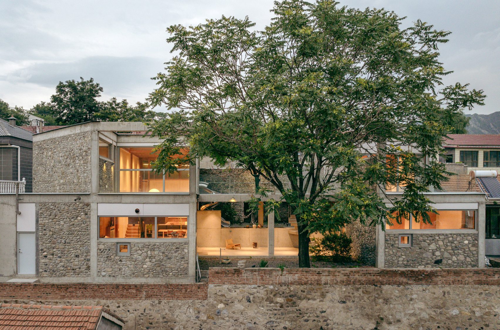 Chaoffice Uses Concrete Grid And Reclaimed Stone For Home In Rural China